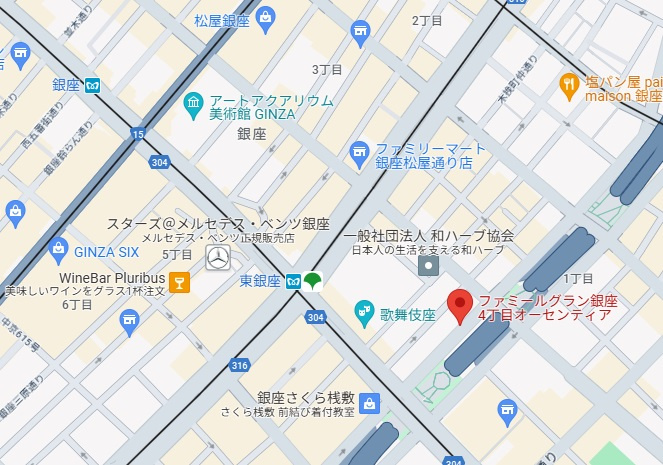 ファミールグラン銀座４丁目オーセンティアの地図