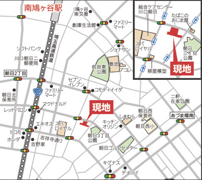 【地図】 | 川口市朝日3丁目4期　全6棟 | 近隣に商業施設が多く生活環境良好♪