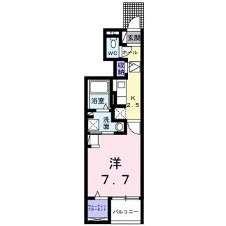 【間取り】 | アクアプラ浅江６　Ⅱ 　1K