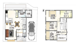 【参考プラン】 | 宇治市広野町大開1区画　売土地　建築条件付き | 自由設計になりますので設計士と直接お話していただきオンリーワンのおうちづくりが可能です！需要の多いランドリールームも実現可能です。一緒に楽しくお家づくりをしていきましょう！