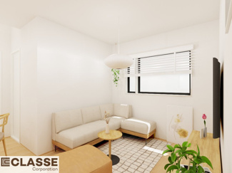 【完成予想図】 | 宇治市広野町大開1区画　売土地　建築条件付き | 標準仕様（アトリエスタイルハウス仕様）で断熱材は気密性、断熱性能も高い、吹付断熱を採用。屋根断熱を実現していますので、お家全体が冬はあったかく、夏は涼しいお家づくりが可能です。