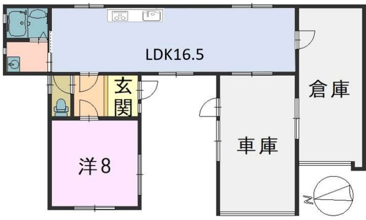 「倉庫つき」「屋根付きガレージ」大久保町八木 築23年の間取り