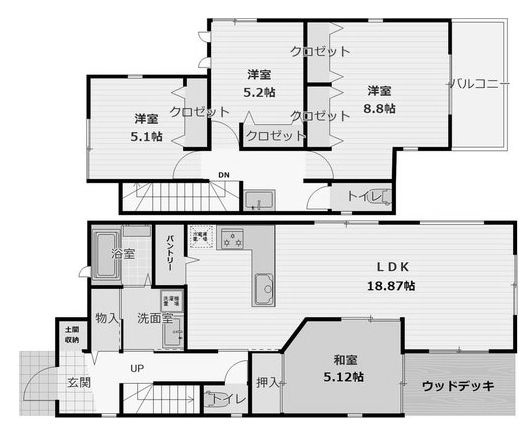 【間取り】 | 池田市畑５丁目　新築戸建　３号地