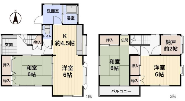 桶川市鴨川1丁目　中古戸建の間取り|桶川市鴨川1丁目　中古戸建、3DK+S、土地面積m2、建物面積m2