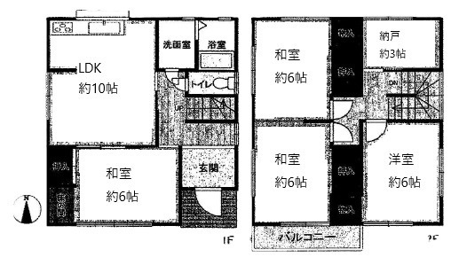 高砂市米田町島　中古戸建の間取り|4LDK+納戸です。