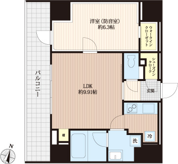 「防音マンション」フィシオ飯田橋の間取り