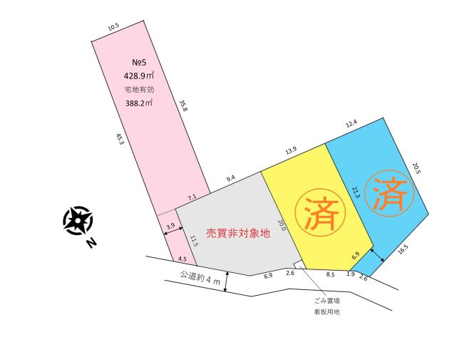 土地　川越市笠幡の区画図|№5区画　約129坪です