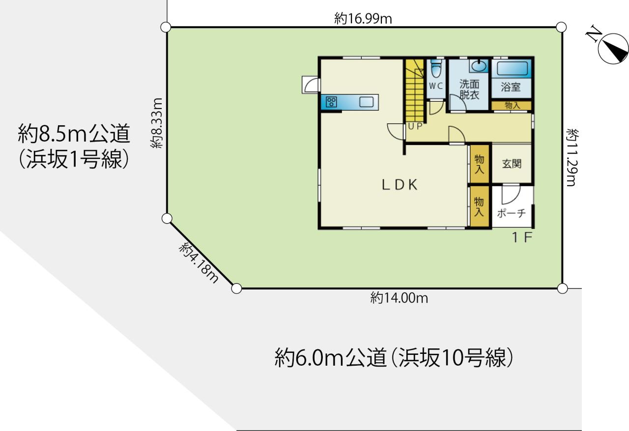 【No.7095】浜坂8丁目中古住宅/4LDK/リフォーム済/P4台可の区画図