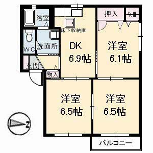 【間取り】 | メゾンド　フルール　A棟 | 3DK