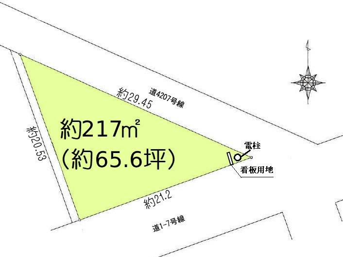 土地　比企郡川島町下伊草の区画図|63坪の敷地です