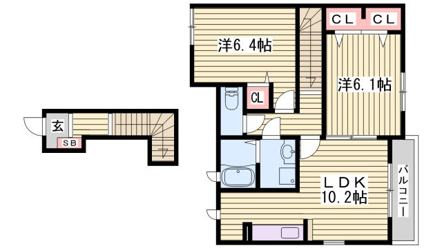 明石市大久保町西脇のアパートの間取り