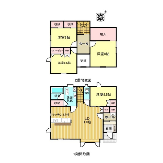 【間取り】 | 北見市上ところ６７３番地９　中古売家
