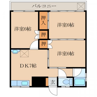 【間取り】 | ブルーメン札元 | 間取り3DK