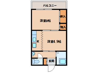 【間取り】 | ブルーメン札元 | 間取り2K