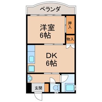 【間取り】 | ブルーメン札元 | 間取り1DK