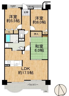 【間取り】 | グリーンスクェア新北島1号棟