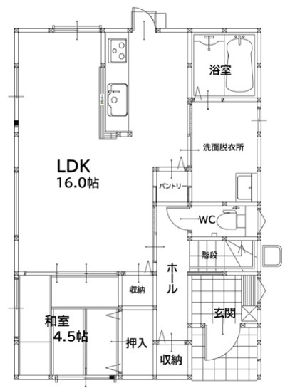 【間取り】 | 小倉井堀1丁目3期 | カウンターキッチン仕様なので家族との会話もおのずと増えそう♪大きなウォークインクローゼットが付いているのでお部屋もすっきり整理できそう♪