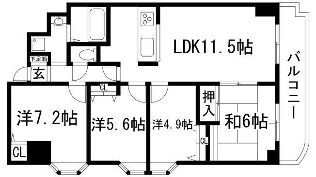 【間取り】 | ジャルダン宝塚中山台弐番館B棟