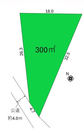 土地 狭山市柏原の区画図|約300㎡の敷地です