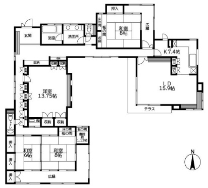 大網白里市大網　平家中古戸建の間取り|図面と現況に相違がある場合、現況を優先致します。