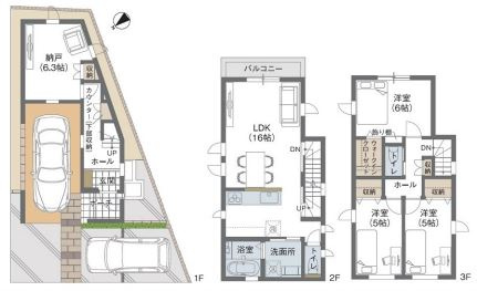 佐伯区皆賀二丁目　№34432の間取り|３ＬＤＫ＋納戸