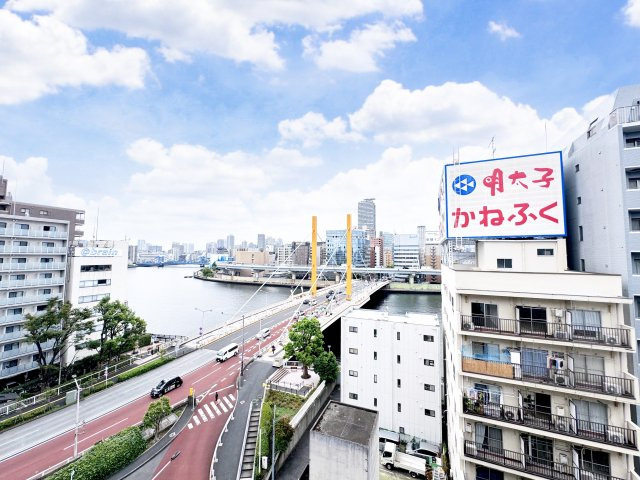 新大橋永谷マンションの展望|隅田川と新大橋を望む眺望