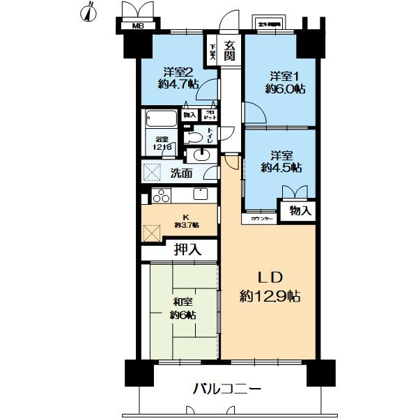 サンシティ神戸北町１番館の間取り