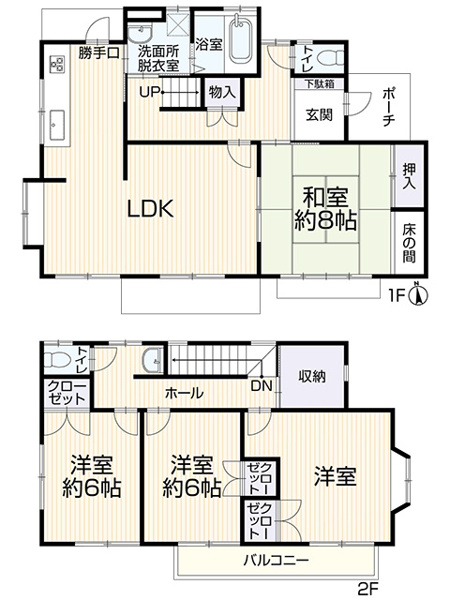 【間取り】 | 古賀市舞の里5丁目　戸建 | 全居室6帖以上で収納付き！舞の里小学校徒歩約8分！2024年11月リフォーム完成予定！