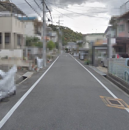 売土地　大東市北条6丁目（建築条件無し更地）の前面道路含む現地写真