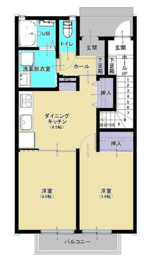 熊本市中央区黒髪５丁目のアパートの間取り