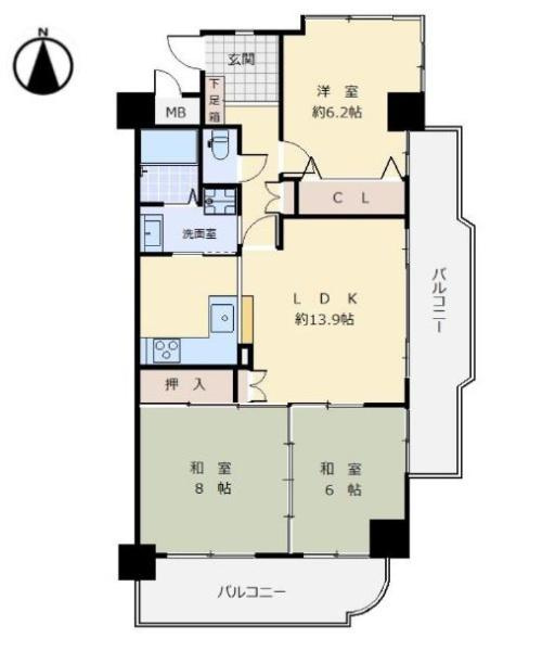 サンライズマンション岩出7の間取り