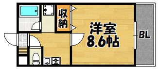 【間取り】 | ウェルネス三界 | 西向きバルコニー