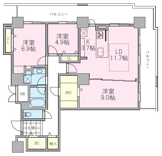 荒川区南千住４丁目の賃貸マンションの間取り