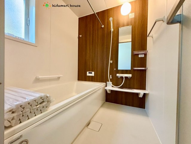 野田市第3宮崎新田　新築戸建　1号棟の浴室|足を伸ばせる広さの浴室で、一日の疲れをゆっくり取ってください(*´▽｀*)