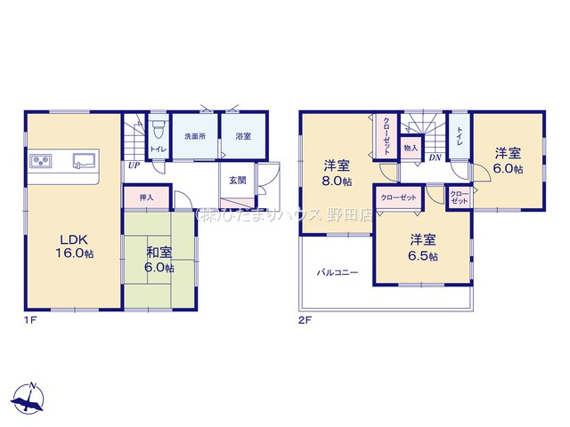 野田市第3宮崎新田　新築戸建　1号棟の間取り|人気のオープンキッチンはリビングを見渡せるので、料理をしながらでも子供の様子に目が届いて安心です(^^♪