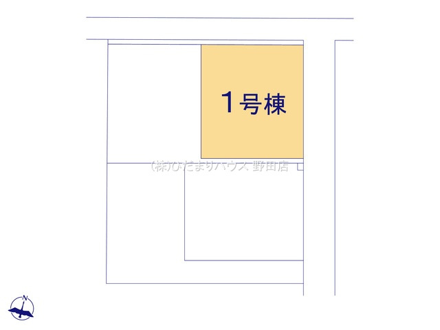 野田市第3宮崎新田　新築戸建　1号棟の区画図| 東 4m 公道、北 2.7m 公道	