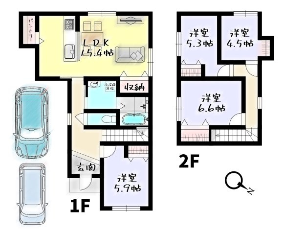 RESET HOUSE－リセットハウス－湯川新町2丁目3期【小倉南区　中古戸建】の間取り|リビング収納やパントリーなど欲しいところにベストな収納♪【小倉南区　中古戸建】