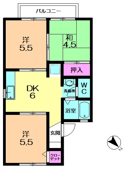 【間取り】 | セジュール高の原F