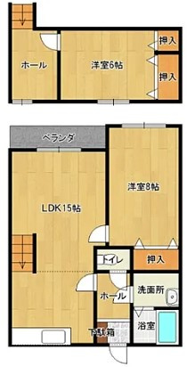 サンライズ上津Ⅱの間取り|２LDKの間取りです