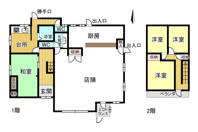 店舗付住宅　外花5丁目の間取り