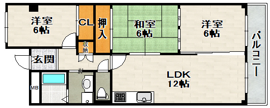 サンハイツ逆瀬川の間取り