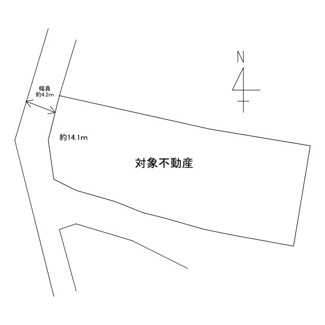 【土地図】 | 洲本市由良町由良・売土地 | 当図面の寸法等は現地にてテープ測量したものを記載しています。将来、隣接地等との境界を確定した際に、差異が生じる場合があります。