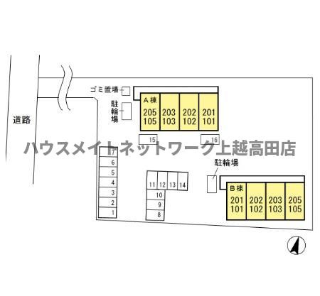エクセレントコート Ａ棟の区画図|配置図
