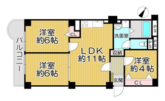 【間取り】 | 【ペットと一緒に暮らせる】　桜台ハイツ弐号棟 | 南西向きで陽当たり良好な室内です♪新婚様からファミリー様まで幅広くおすすめの間取りです！