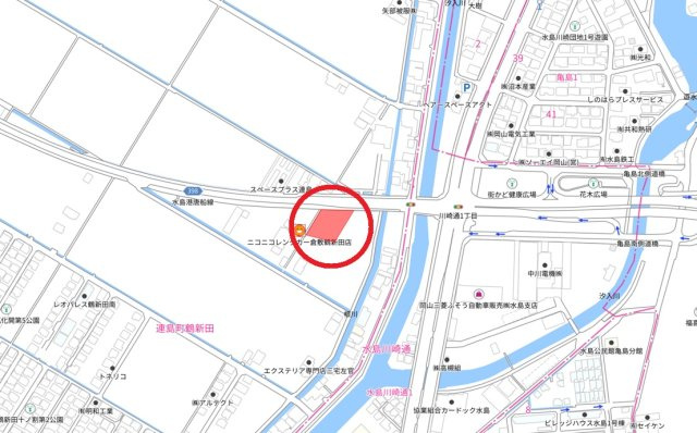 連島町鶴新田　事業用貸地の地図