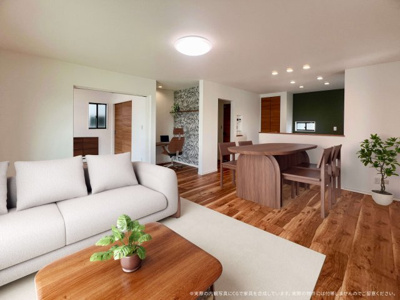 【居間・リビング】 | 【LDK　CG家具イメージ】
※画像に含まれる家具家電はCGで作成したイメージです。実際の物件には付帯しません。