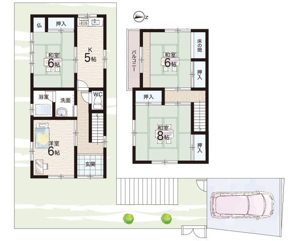 寝屋川市太秦東が丘　中古一戸建ての間取り|4K