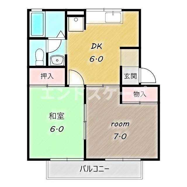 コーポ七曲り　Ｄの間取り|高崎、前橋エリアのお部屋探しはエンドスケープまで！お客様の理想お聞かせ下さい♪