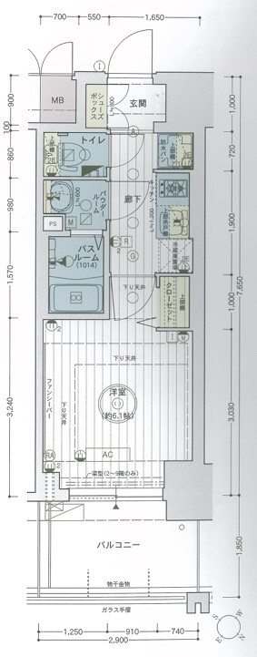 エステムコート神戸グランスタイルの間取り|間取り反転タイプ