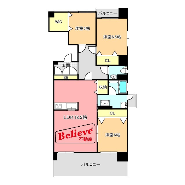 グラン・クリュ山川の間取り|91.49㎡の3LDKです♪